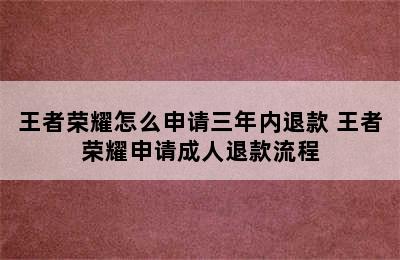 王者荣耀怎么申请三年内退款 王者荣耀申请成人退款流程